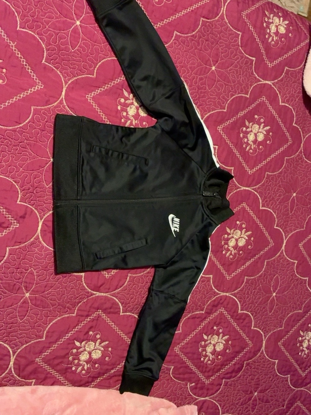 Nike Black Kids Track Jacket with White Logo